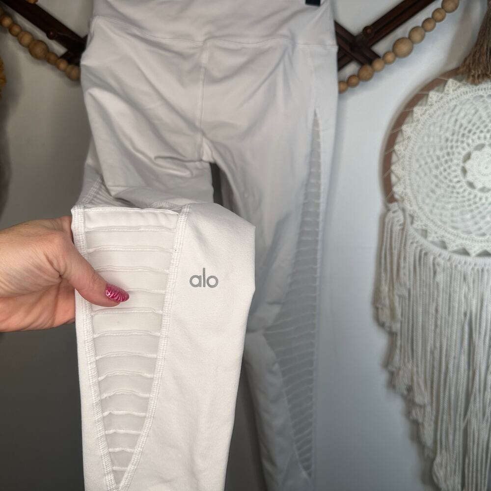 ALO White High Waisted Moto Leggings - Picture 3 of 4